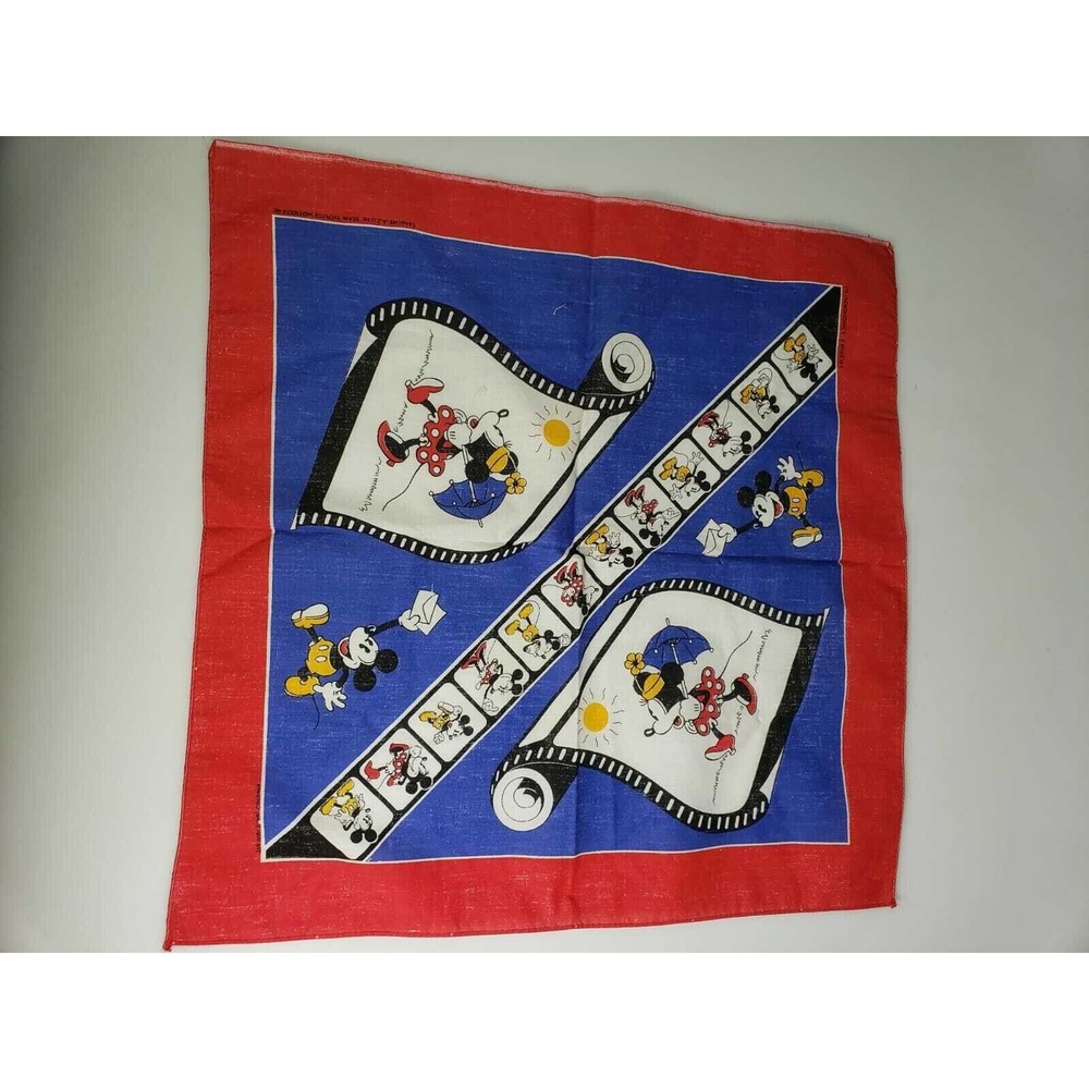 Vintage Mikey Mouse Walt Disney Bandana Handkerchief made in Usa